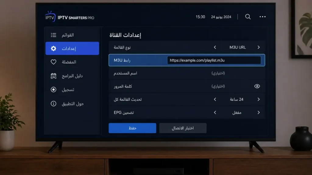 طريقة إدخال رابط M3U لإعداد IPTV على التلفاز الذكي